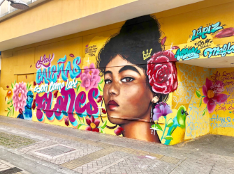 View of an iconic mural in Cali, known as the Heaven's Branch.