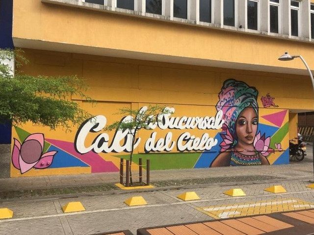 View of an iconic mural in Cali, known as the Heaven's Branch.